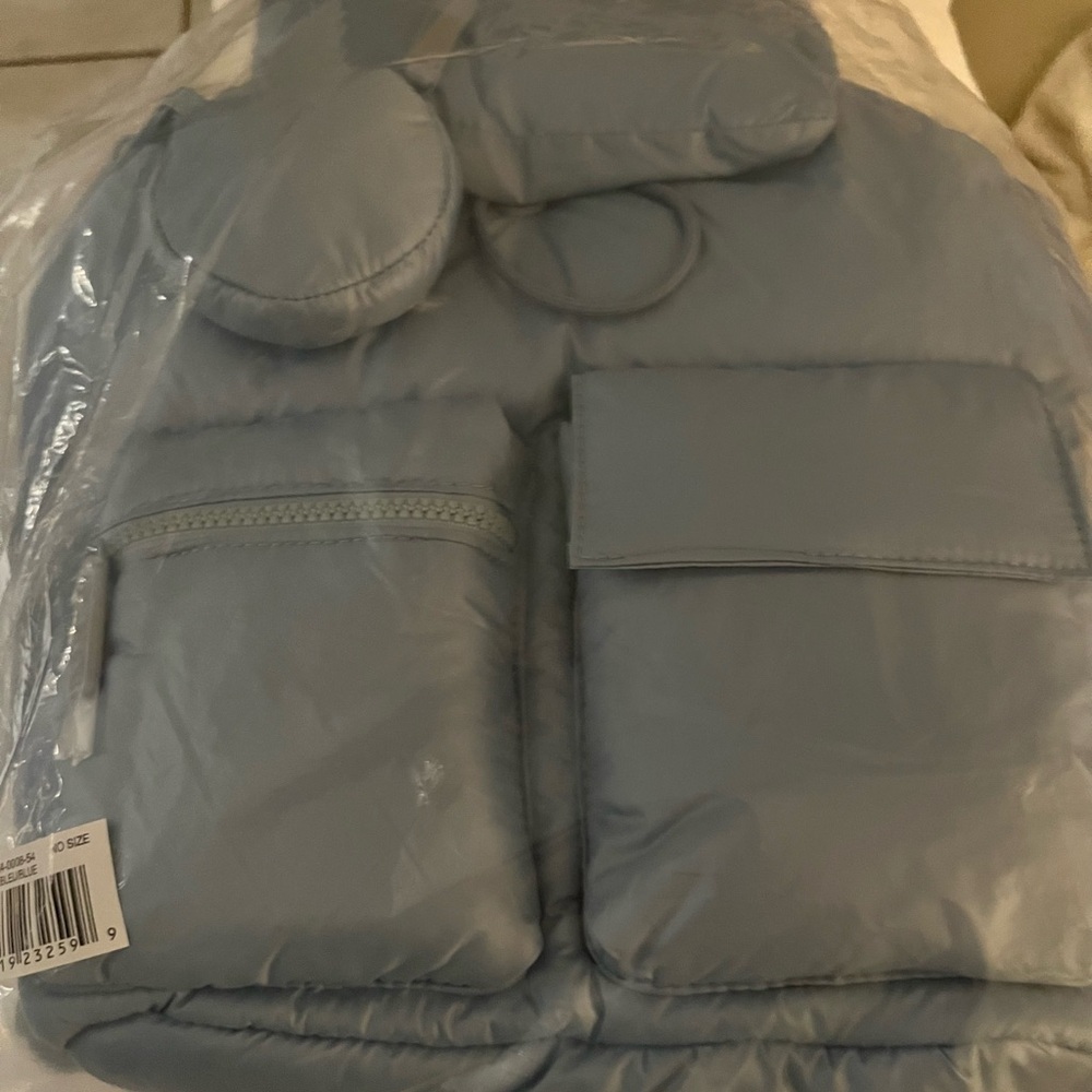 NWT Wildfox Puffy Light Blue Backpack - Picture 8 of 8